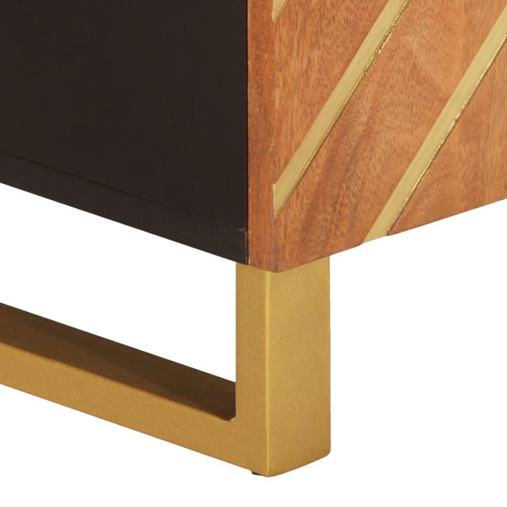 TV-Bänk Svart Brun 105x33,5x46 cm massivt mangoträ