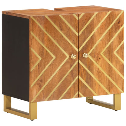 Badrumsunderskåp Brun och Svart massivt mangoträ