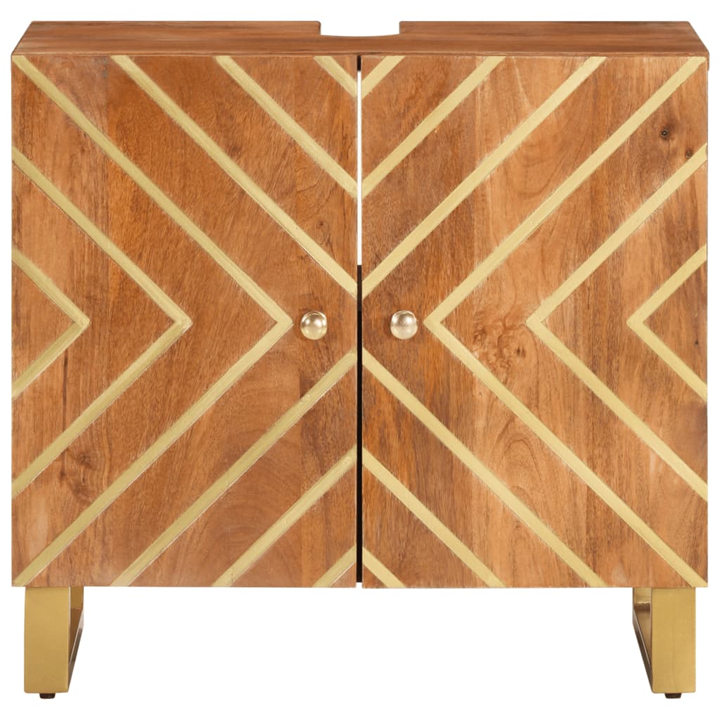 Badrumsunderskåp Brun och Svart massivt mangoträ