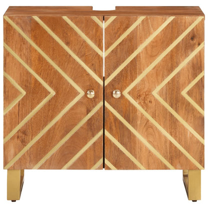 Badrumsunderskåp Brun och Svart massivt mangoträ