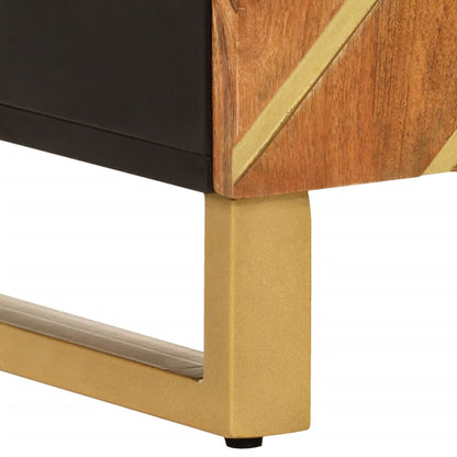 TV-Möbel Svart Skänk Brun och 40x33,5x75 cm massivt mangoträ