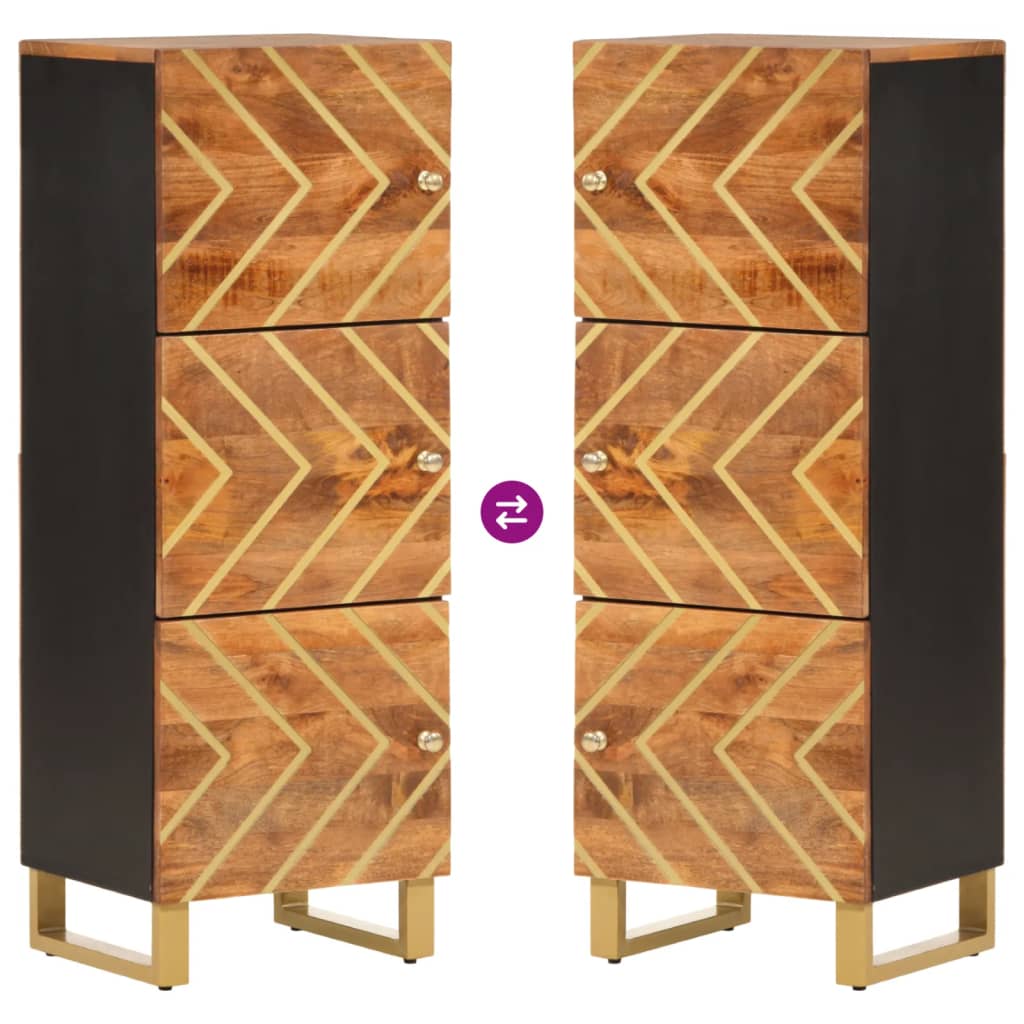 Skänk Brun och Svart 40x33,5x110 cm massivt mangoträ