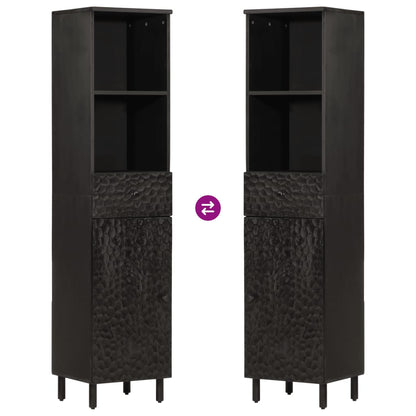 Badrumsskåp Svart 38x33x160 cm massivt mangoträ