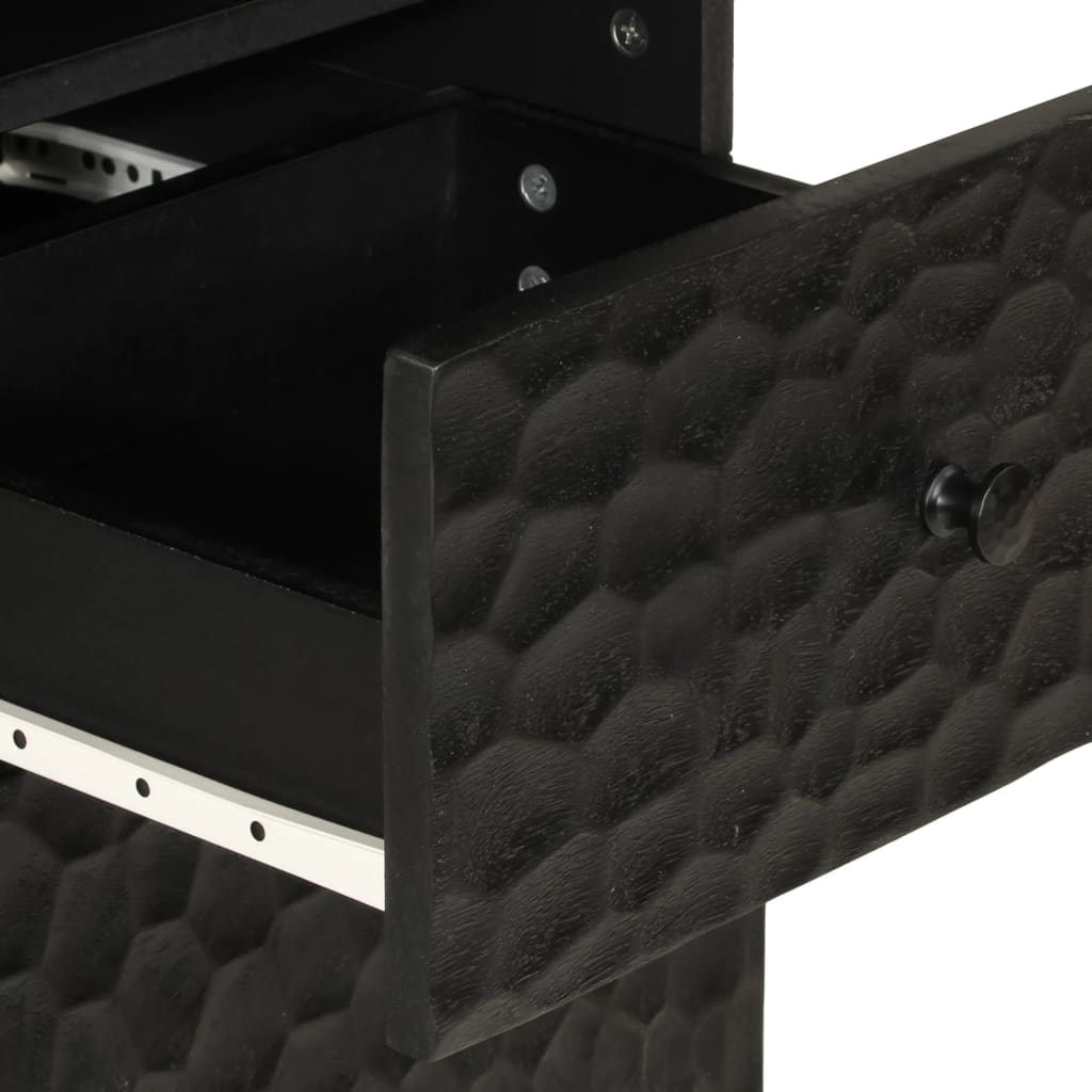 Badrumsskåp Svart 38x33x160 cm massivt mangoträ