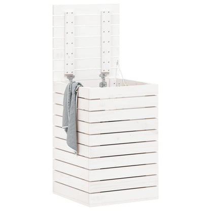 Tvättkorg Vit 44x44x66 cm massiv furu