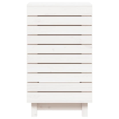 Tvättkorg Vit 44x44x76 cm massiv furu