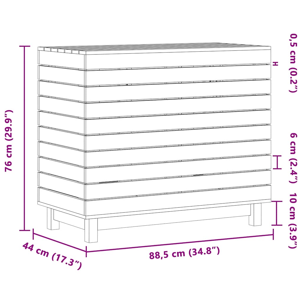 Tvättkorg Vit 88,5x44x76 cm massiv furu