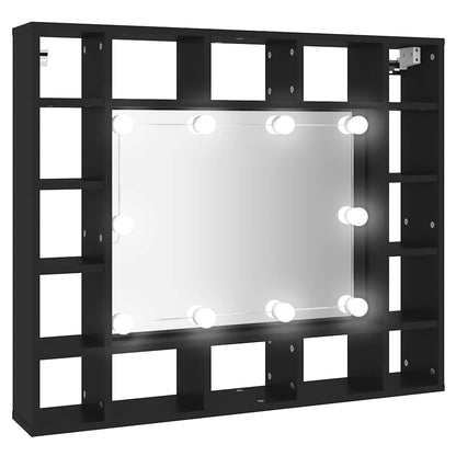 Badrumsspegel Spegelskåp LED Svart 91x15x76,5 cm