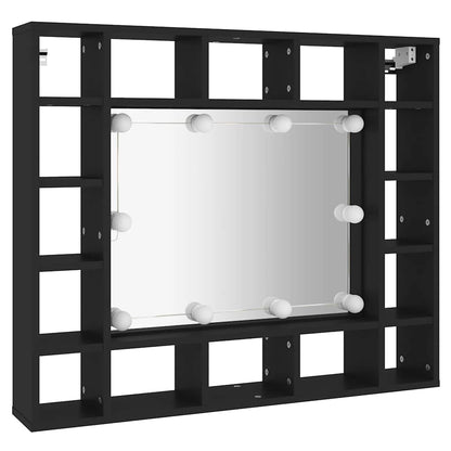 Badrumsspegel Spegelskåp LED Svart 91x15x76,5 cm