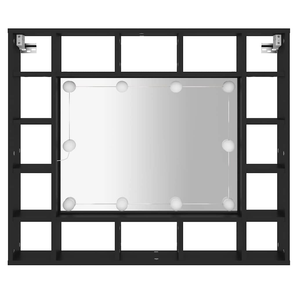Badrumsspegel Spegelskåp LED Svart 91x15x76,5 cm