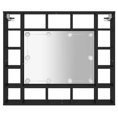 Badrumsspegel Spegelskåp LED Svart 91x15x76,5 cm