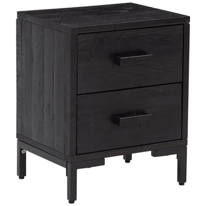 Sängbord 2 st svart 36x30x45 cm massiv furu