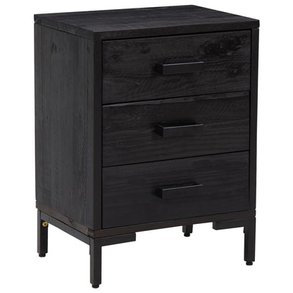 Sängbord 2 st svart 40x30x55 cm massivt furuträ