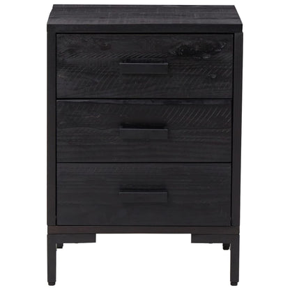 Sängbord 2 st svart 40x30x55 cm massivt furuträ