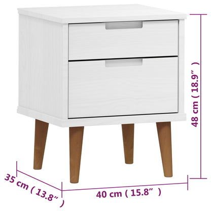 Sängbord Nattduksbord Vit MOLDE 40x35x48 cm massiv furu