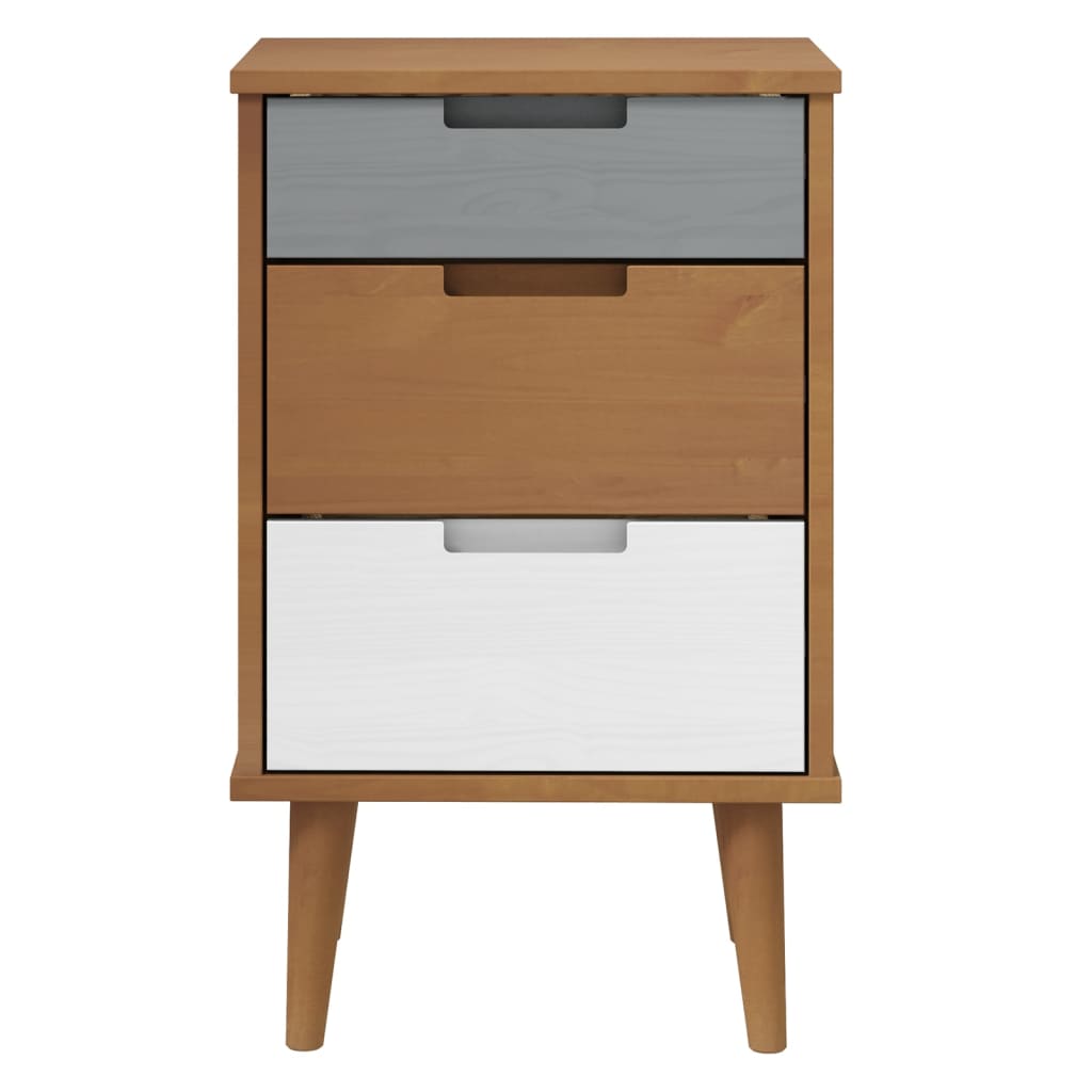 Sängbord Nattduksbord Brun MOLDE 40x35x65 cm massiv furu