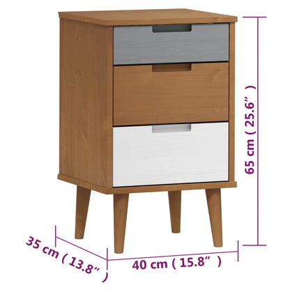 Sängbord Nattduksbord Brun MOLDE 40x35x65 cm massiv furu