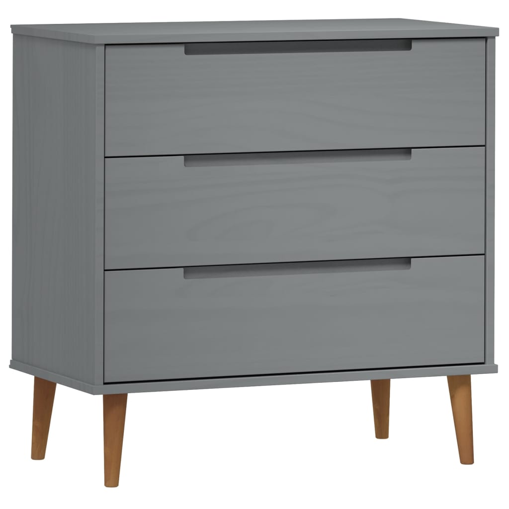Byrå Grå 80x40x80 cm massiv furu