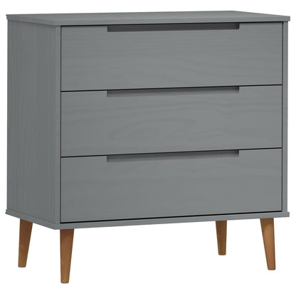 Byrå Grå 80x40x80 cm massiv furu