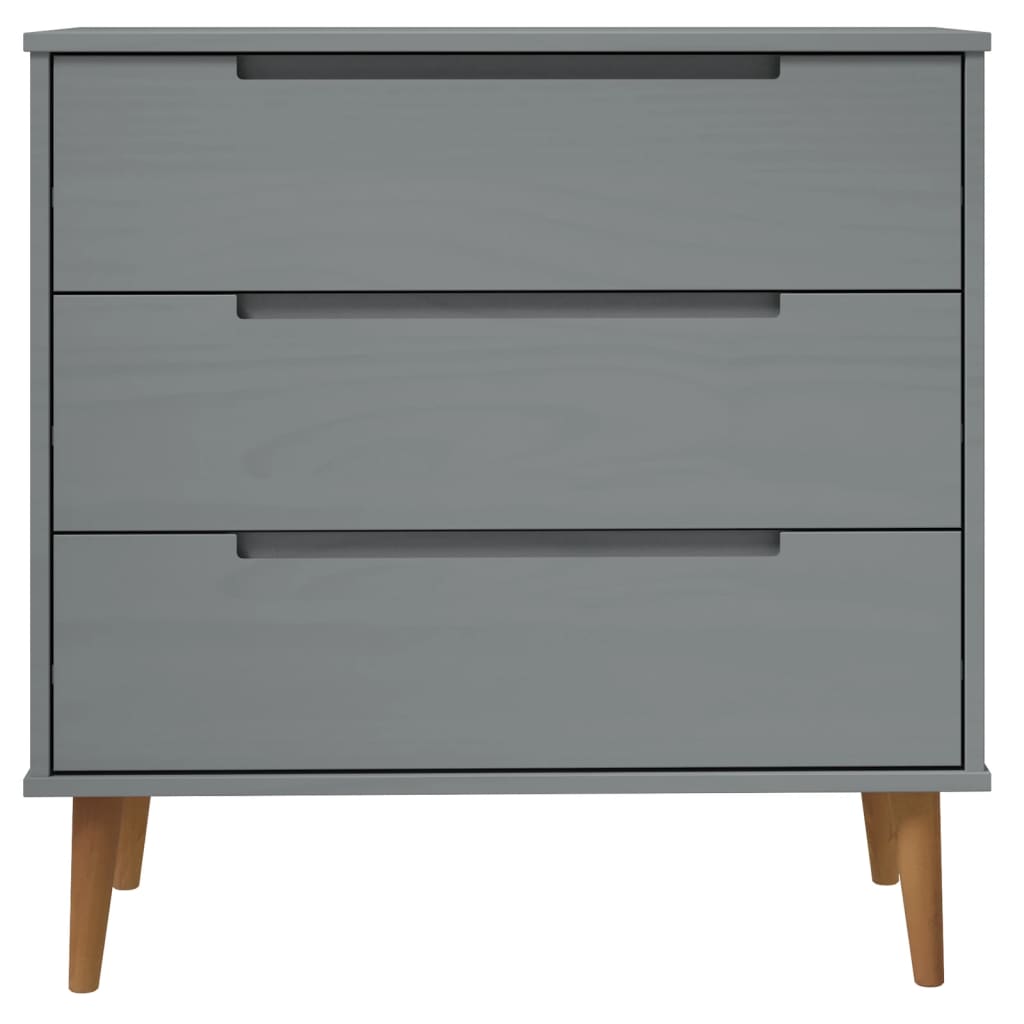 Byrå Grå 80x40x80 cm massiv furu