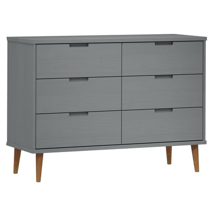Byrå Grå 113x40x80 cm massivt furuträ