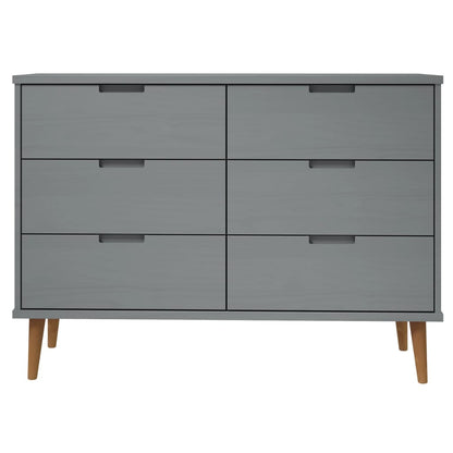 Byrå Grå 113x40x80 cm massivt furuträ