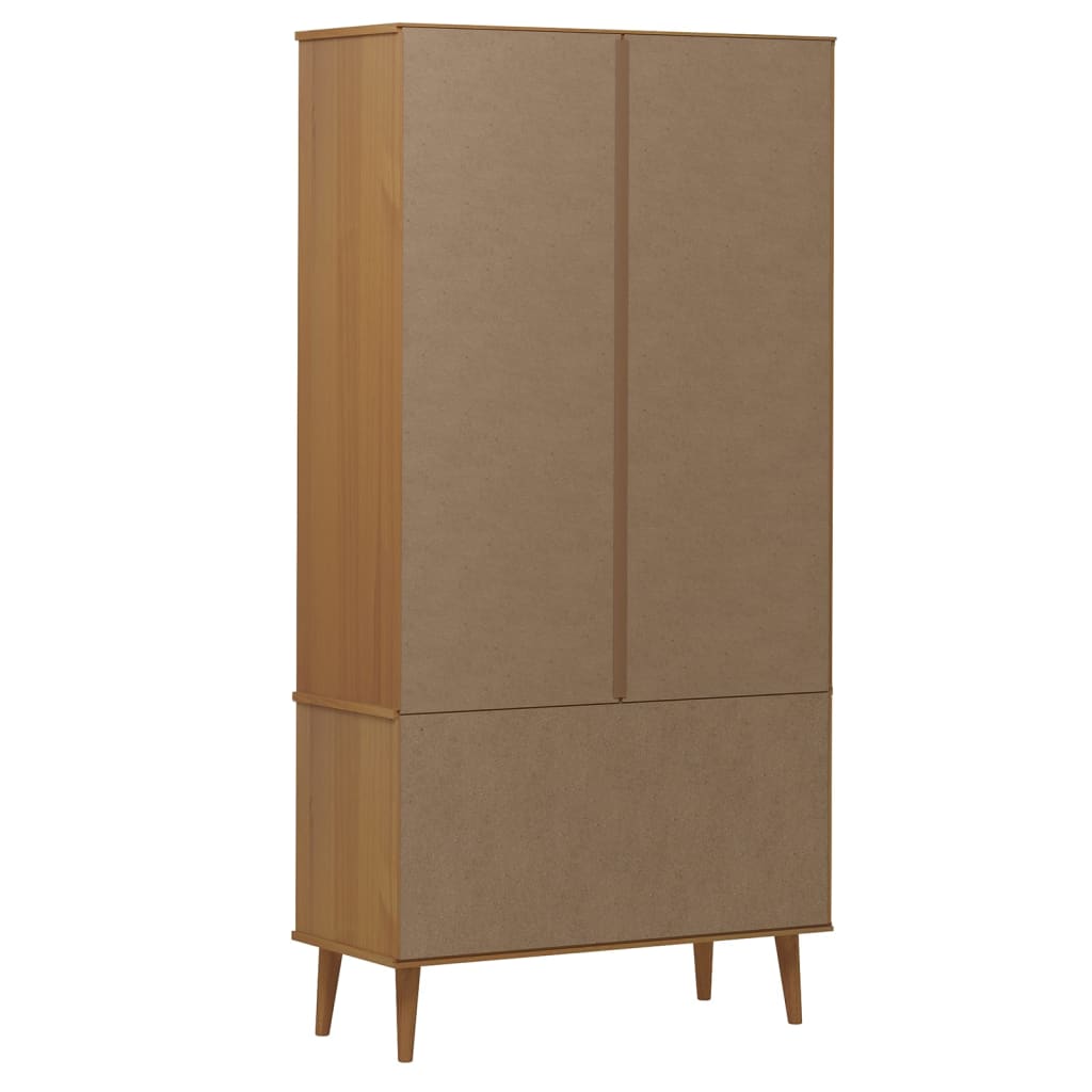 Vitrinskåp MOLDE Brun 90x35x175 cm massiv furu
