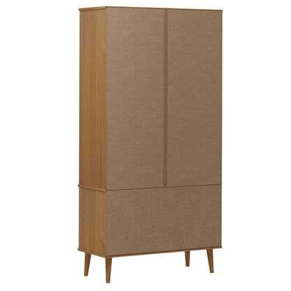 Vitrinskåp MOLDE Brun 90x35x175 cm massiv furu