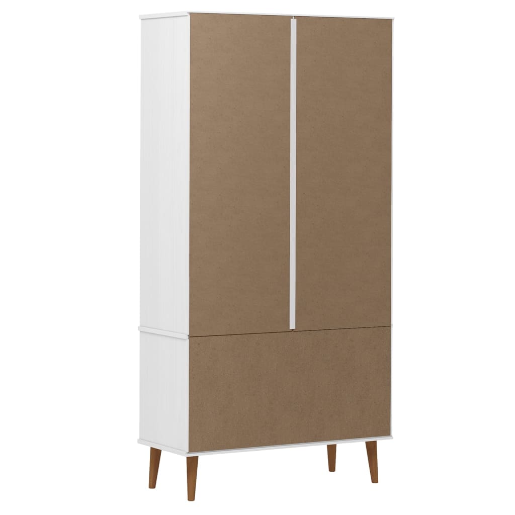 Vitrinskåp Vit 90x35x175 cm massiv furu