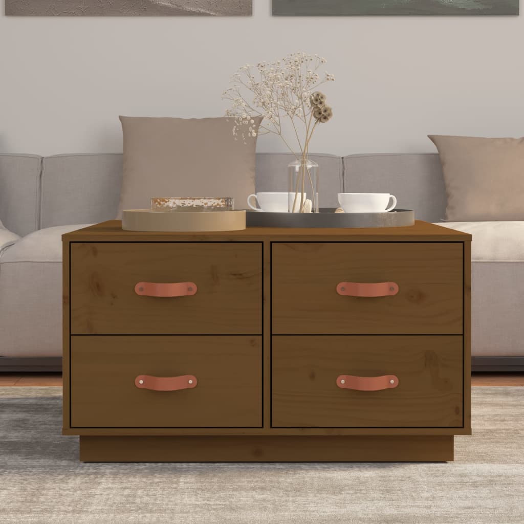 Soffbord Trä Honungsbrun 80x80x45 cm massiv furu