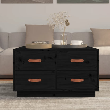 Soffbord Svart 80x80x45 cm massiv furu