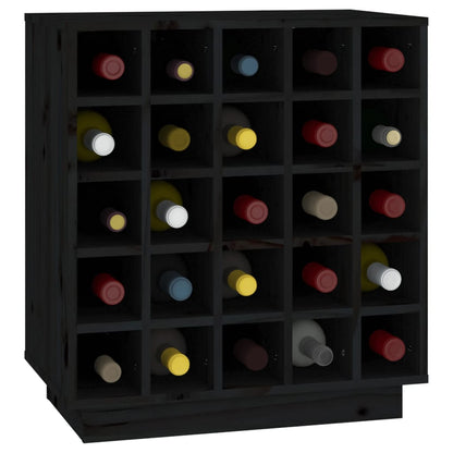 Vinställ Vinskåp Svart 55,5x34x61 cm massiv furu