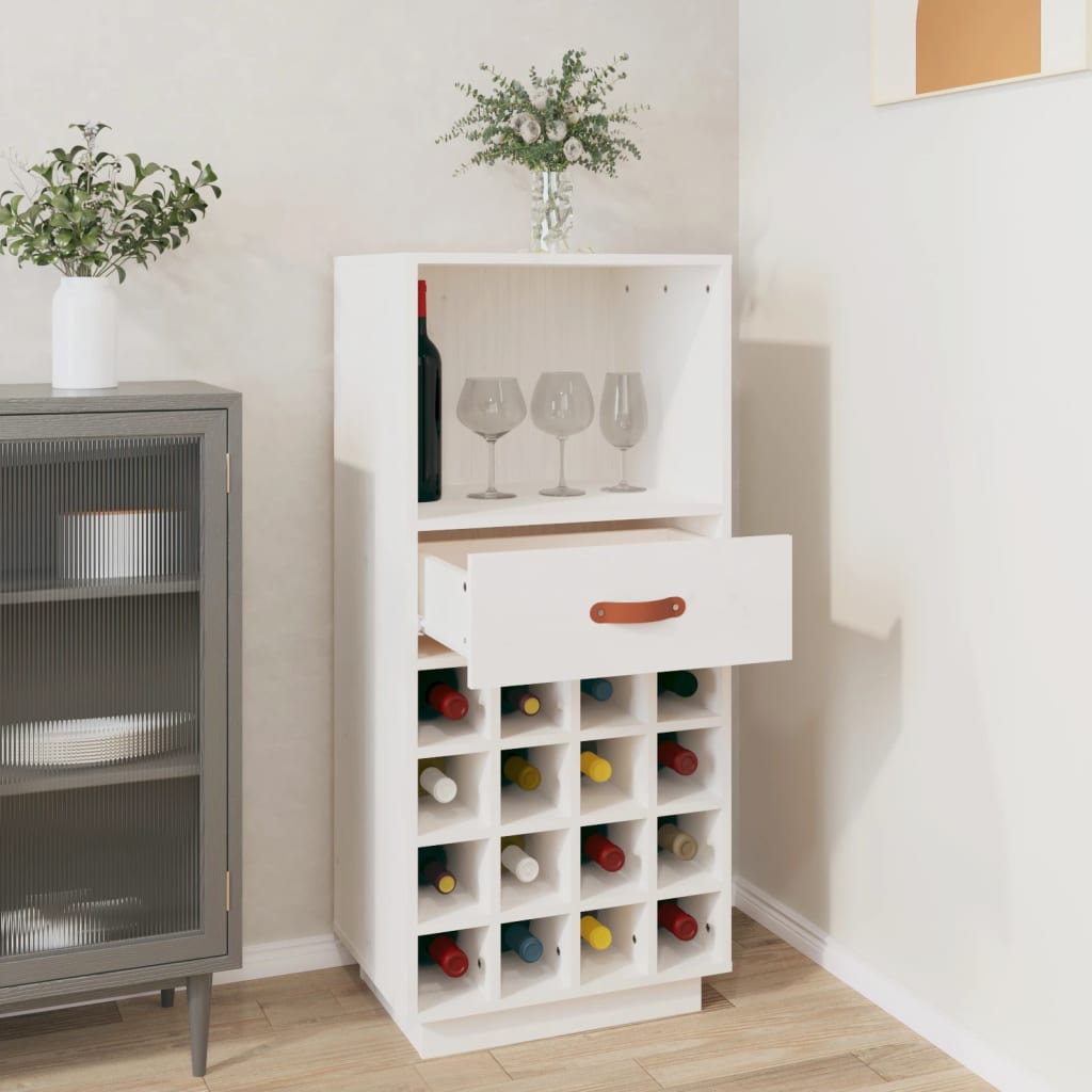 Vinställ Vinskåp Vit 45x34x100 cm massiv furu