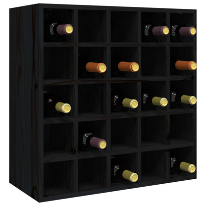 Vinställ Vinskåp Svart 56x25x56 cm massiv furu