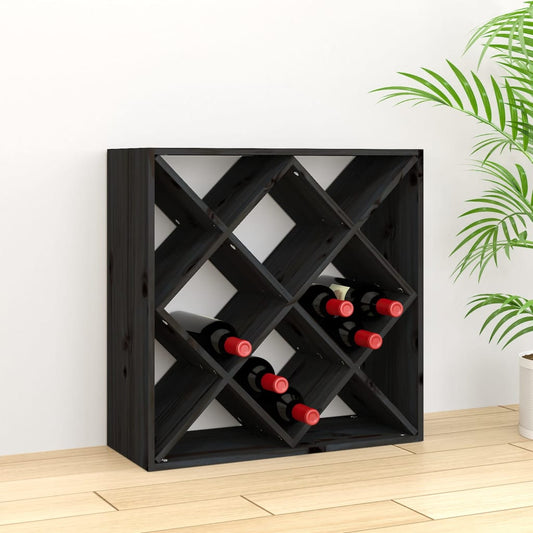 Vinställ Vinskåp Svart 62x25x62 cm massiv furu