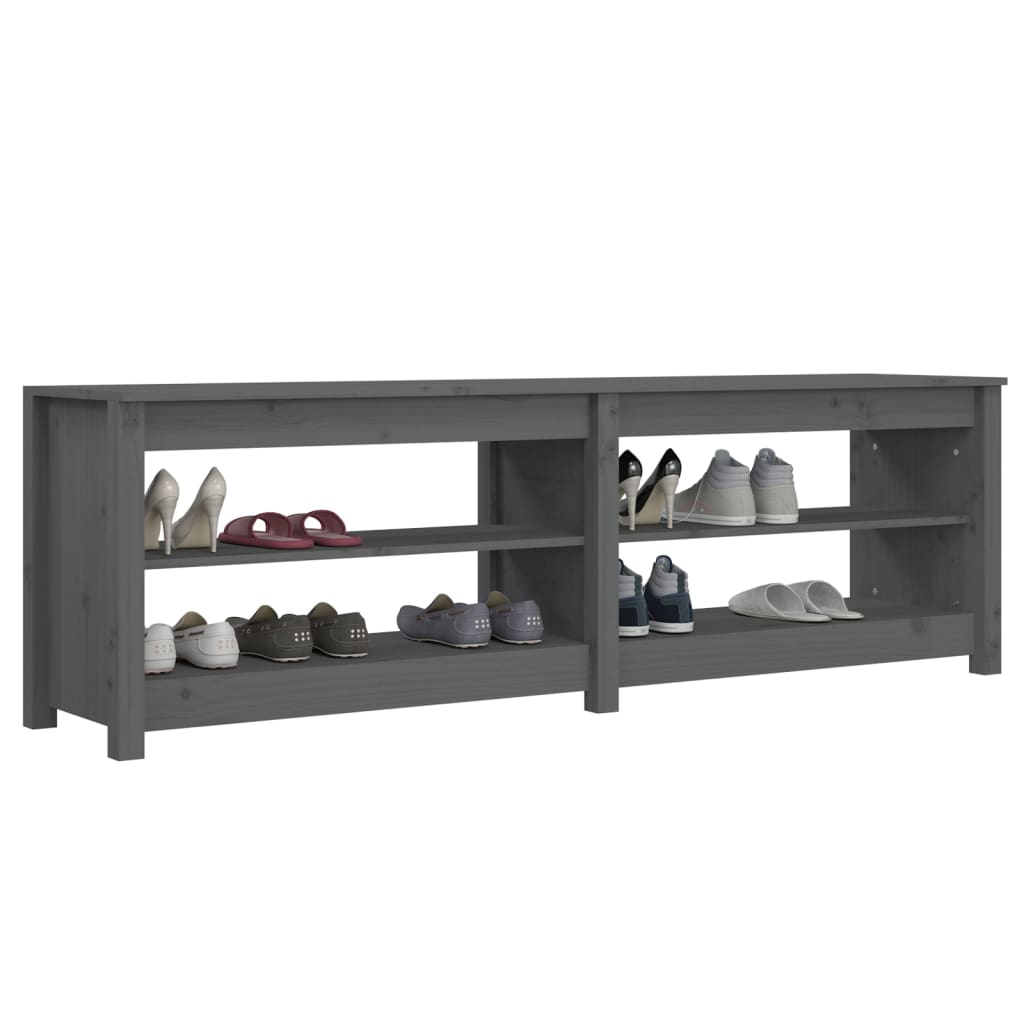 Skoställ Grå Skohylla 160x36,5x50 cm massiv furu
