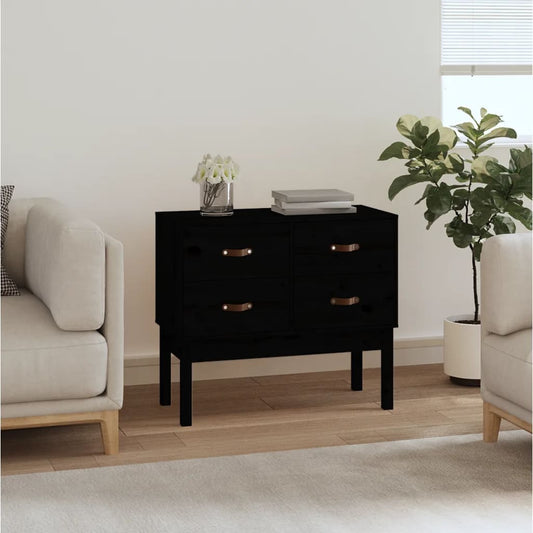 Byrå Svart 90x40x78 cm massiv furu