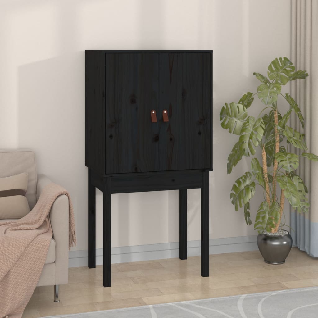Skåp Svart 60x40x120 cm massiv furu