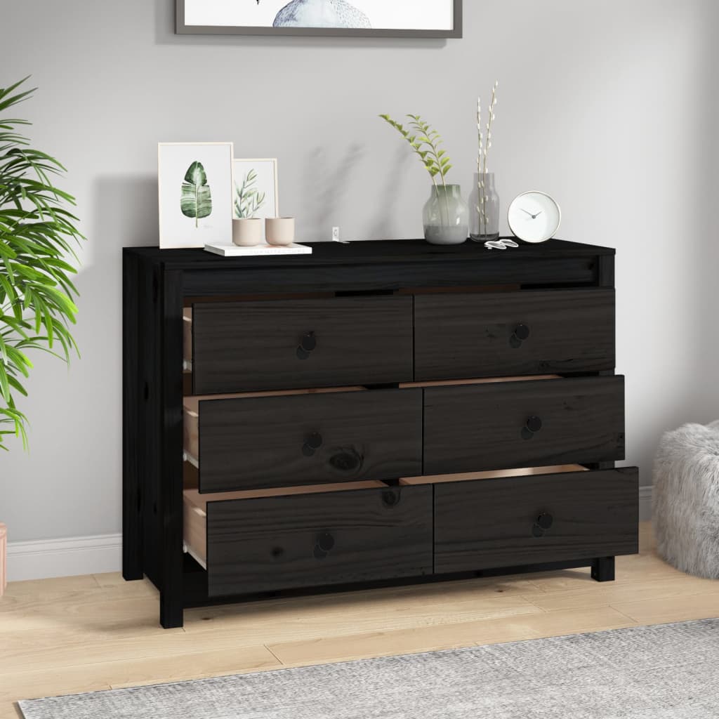 Skåp Svart 100x40x72 cm massiv furu