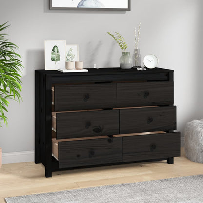 Skåp Svart 100x40x72 cm massiv furu
