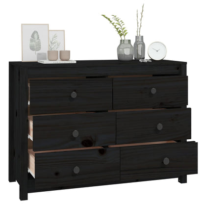 Skåp Svart 100x40x72 cm massiv furu