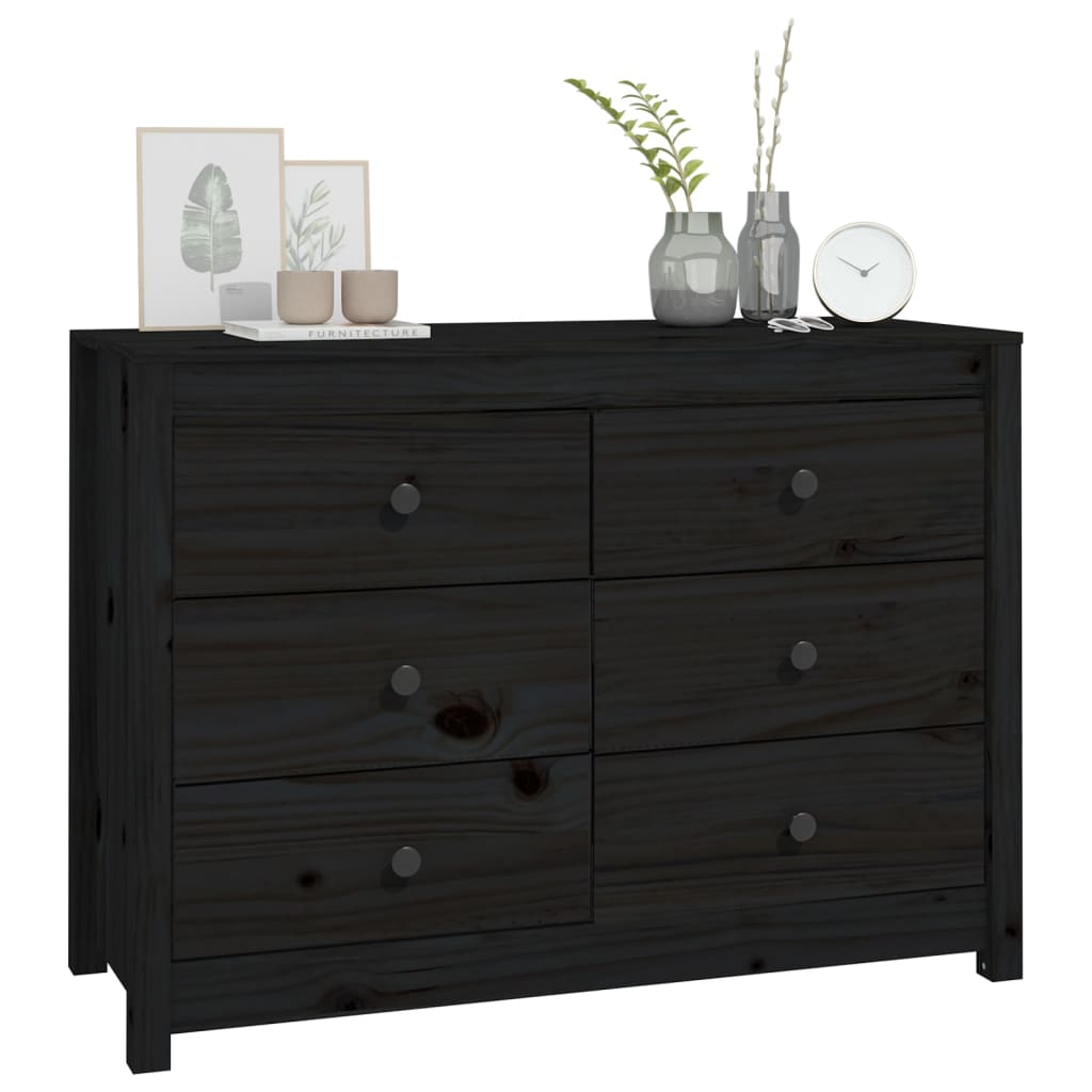 Skåp Svart 100x40x72 cm massiv furu