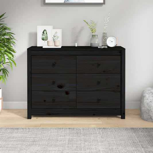 Skåp Svart 100x40x72 cm massiv furu