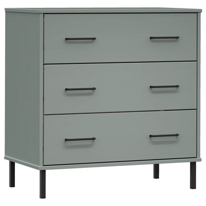 Byrå Grå med 3 lådor OSLO 77x40x79,5 cm massivt trä