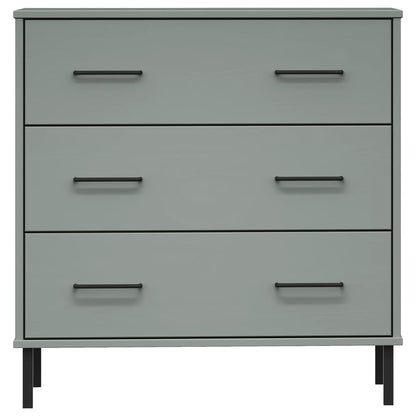 Byrå Grå med 3 lådor OSLO 77x40x79,5 cm massivt trä