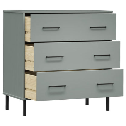 Byrå Grå med 3 lådor OSLO 77x40x79,5 cm massivt trä