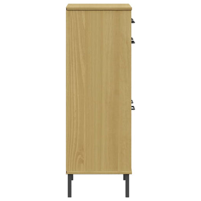 Skoställ Trä Skoskåp med metallben OSLO Brun massiv furu