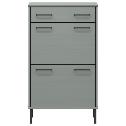 Skoställ Grå Skoskåp med metallben OSLO massiv furu