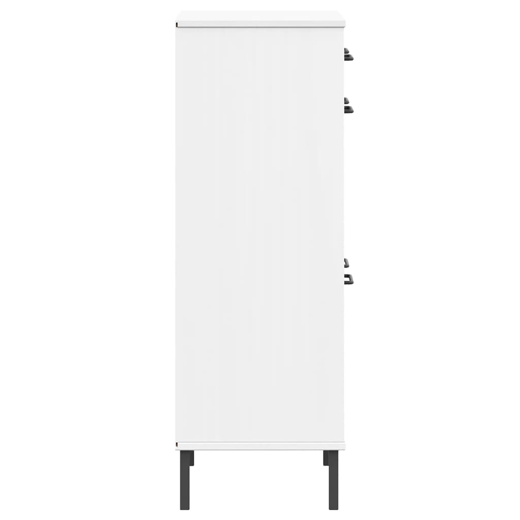 Skoställ Vit Skoskåp med metallben OSLO massiv furu