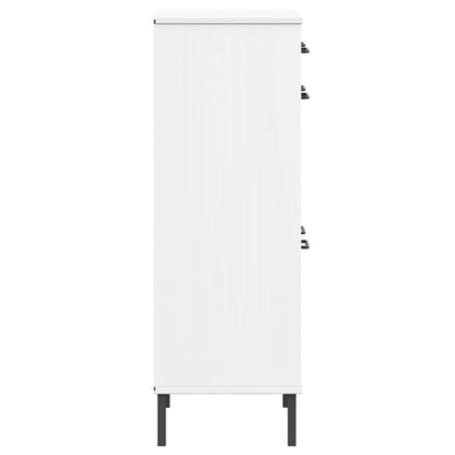 Skoställ Vit Skoskåp med metallben OSLO massiv furu